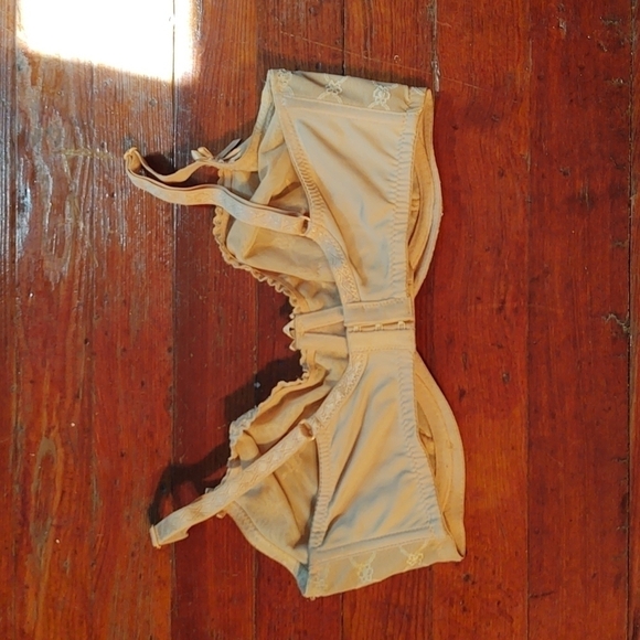 Vintage Frederick's of Hollywood Nude Embroidered Bra with Bow Accents Sz 34DD - Picture 7 of 10